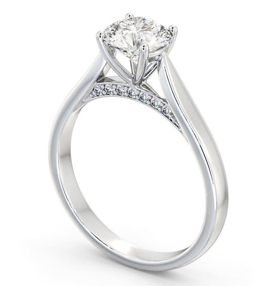 Round Diamond with Diamond Set Bridge Engagement Ring 18K White Gold Solitaire ENRD106_WG_THUMB1