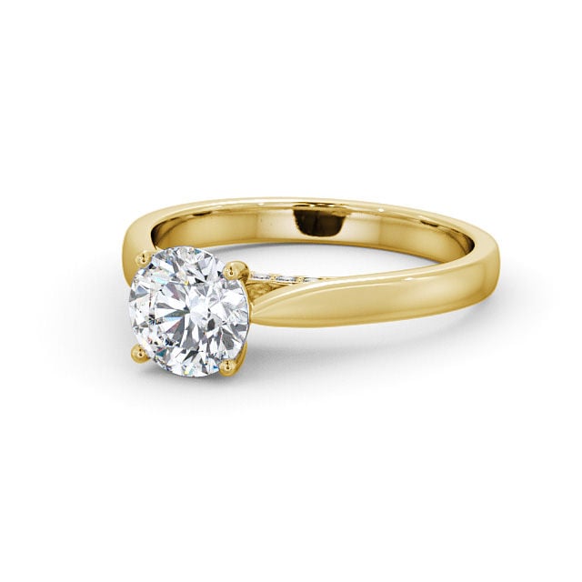 Round Diamond Engagement Ring 9K Yellow Gold Solitaire - Berry ENRD106_YG_FLAT