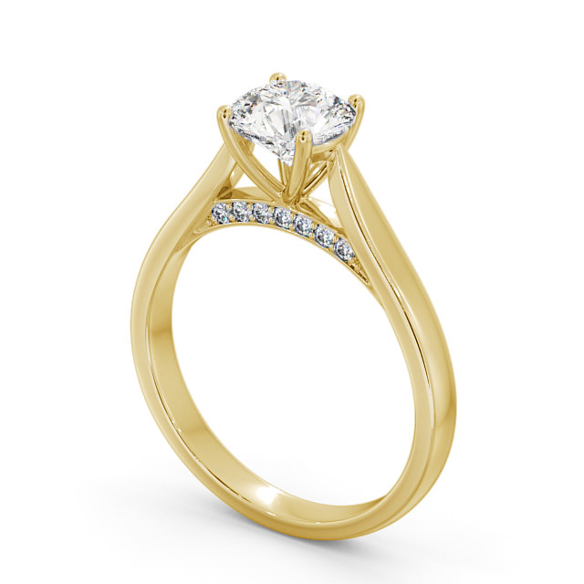 Round Diamond Engagement Ring 9K Yellow Gold Solitaire - Berry ENRD106_YG_SIDE