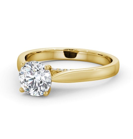 Round Diamond with Diamond Set Bridge Engagement Ring 9K Yellow Gold Solitaire ENRD106_YG_THUMB2 