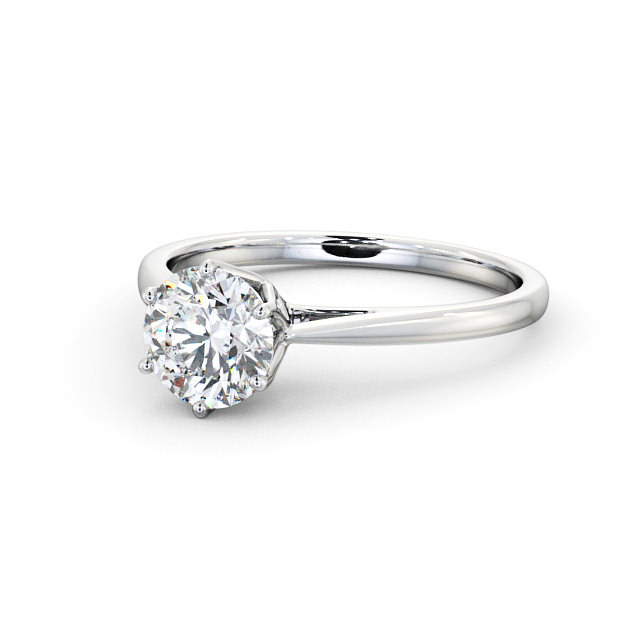 Round Diamond Engagement Ring 18K White Gold Solitaire - Apollo ENRD107_WG_FLAT