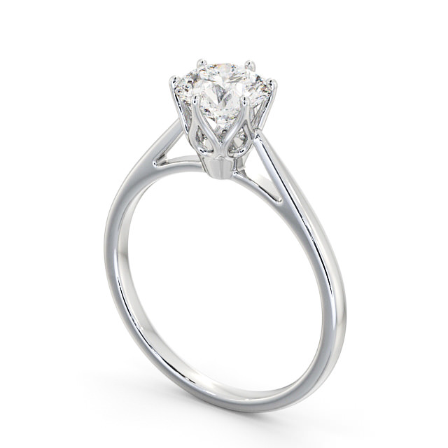 Round Diamond Engagement Ring 9K White Gold Solitaire - Apollo ENRD107_WG_SIDE