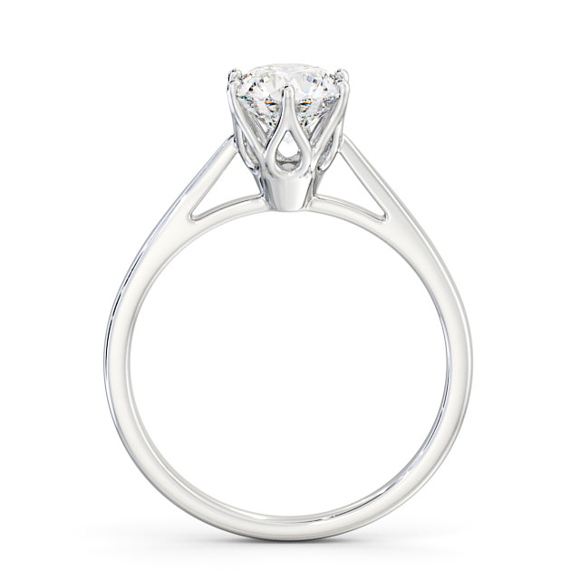 Round Diamond Engagement Ring 18K White Gold Solitaire - Apollo ENRD107_WG_UP