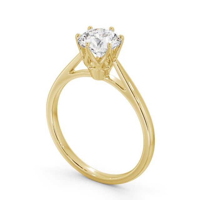 Round Diamond Engagement Ring 18K Yellow Gold Solitaire - Apollo ENRD107_YG_SIDE