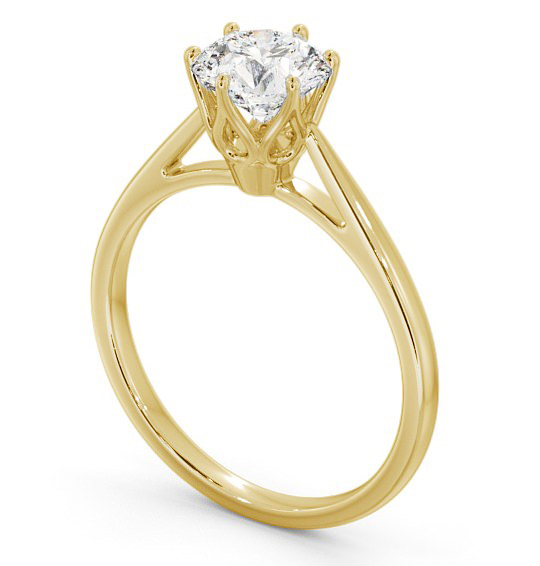 Round Diamond Regal Design Engagement Ring 18K Yellow Gold Solitaire ENRD107_YG_THUMB1 