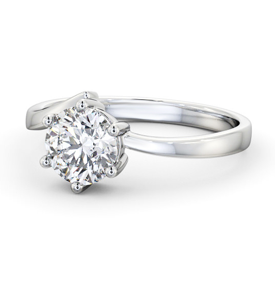 Buchley Round Diamond Engagement Ring Six Claw Low Setting ENRD108_WG_THUMB2 