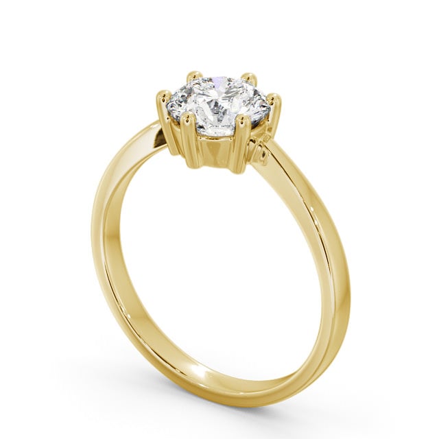 Round Diamond Engagement Ring 18K Yellow Gold Solitaire - Buchley ENRD108_YG_SIDE
