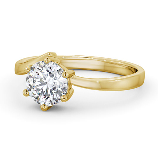 Buchley Round Diamond Engagement Ring Six Claw Low Setting ENRD108_YG_THUMB2 