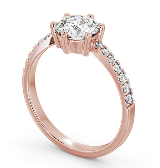 Round Diamond Engagement Ring 18K Rose Gold Solitaire With Side Stones - Paloma ENRD108S_RG_THUMB1
