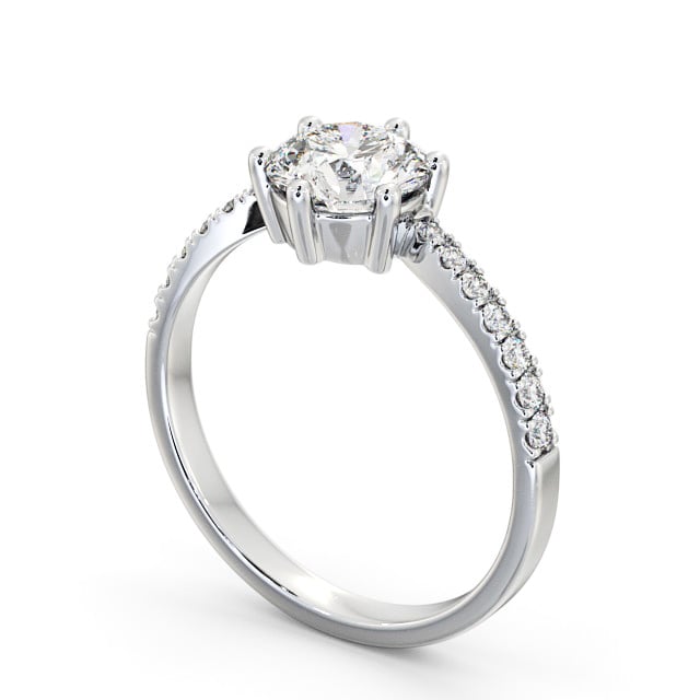 Round Diamond Engagement Ring 9K White Gold Solitaire With Side Stones - Paloma ENRD108S_WG_SIDE