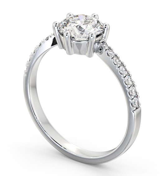 Round Diamond Low Setting Engagement Ring 18K White Gold Solitaire with Channel Set Side Stones ENRD108S_WG_THUMB1