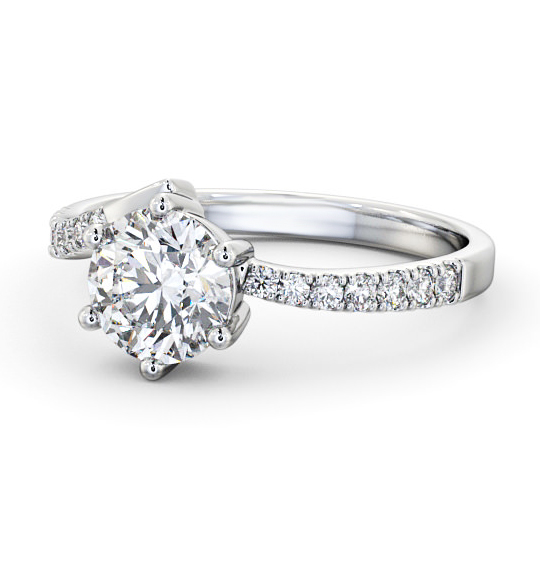 Paloma Round Diamond Engagement Ring Six Claw Low Set ENRD108S_WG_THUMB2 