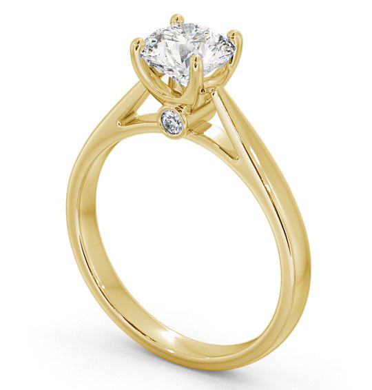 Round Diamond Hidden Gem Engagement Ring 9K Yellow Gold Solitaire ENRD109_YG_THUMB1