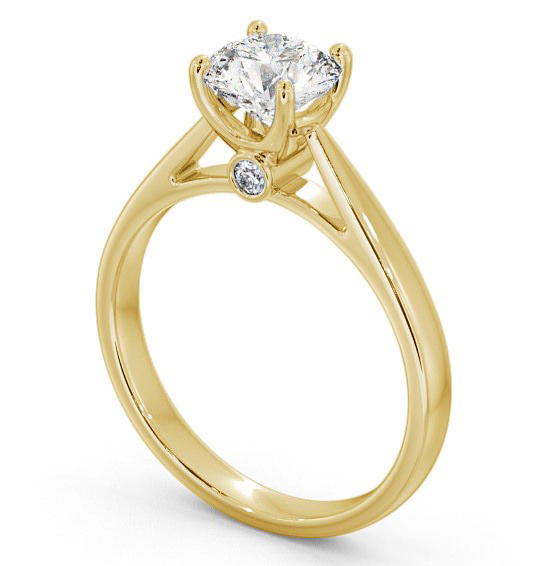 Round Diamond Hidden Gem Engagement Ring 18K Yellow Gold Solitaire ENRD109_YG_THUMB1 