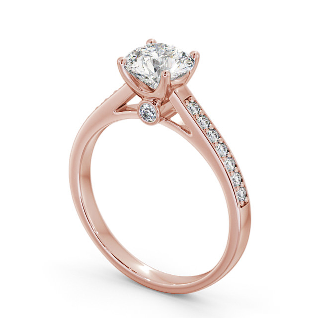 Round Diamond Engagement Ring 9K Rose Gold Solitaire With Side Stones - Marcella ENRD109S_RG_SIDE