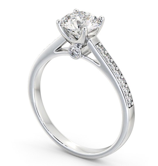 Round Diamond Charming Design Engagement Ring 18K White Gold Solitaire with Channel Set Side Stones ENRD109S_WG_THUMB1 