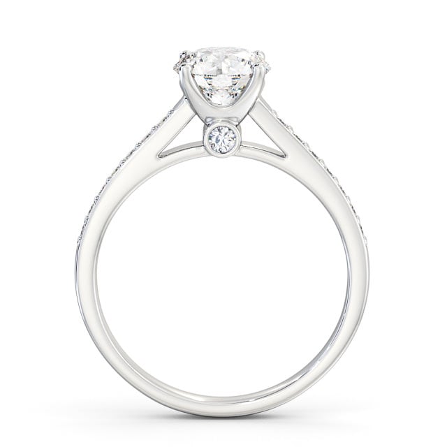 Round Diamond Engagement Ring Platinum Solitaire With Side Stones - Marcella ENRD109S_WG_UP