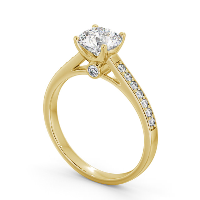 Round Diamond Engagement Ring 18K Yellow Gold Solitaire With Side Stones - Marcella ENRD109S_YG_SIDE