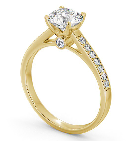 Round Diamond Charming Design Engagement Ring 18K Yellow Gold Solitaire with Channel Set Side Stones ENRD109S_YG_THUMB1 