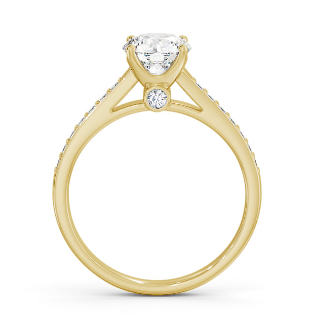 Round Diamond Engagement Ring 18K Yellow Gold Solitaire With Side Stones - Marcella ENRD109S_YG_UP