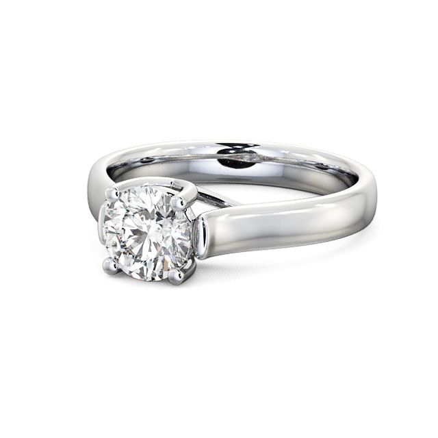 Round Diamond Engagement Ring 18K White Gold Solitaire - Heriot ENRD10_WG_FLAT