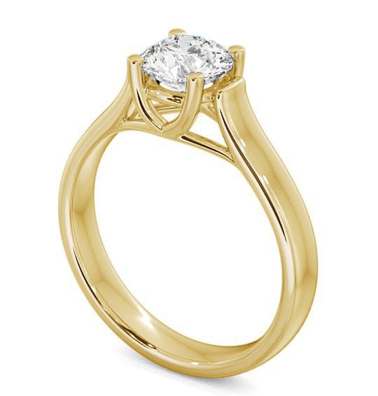 Round Diamond Wide Band Engagement Ring 18K Yellow Gold Solitaire ENRD10_YG_THUMB1