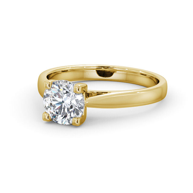 Round Diamond Engagement Ring 18K Yellow Gold Solitaire - Halton ENRD110_YG_FLAT