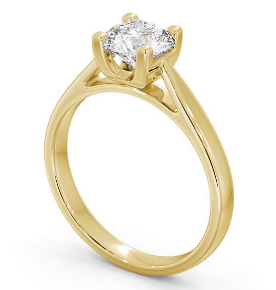 Round Diamond Square Prongs Engagement Ring 18K Yellow Gold Solitaire ENRD110_YG_THUMB1