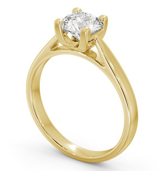 Round Diamond Square Prongs Engagement Ring 18K Yellow Gold Solitaire ENRD110_YG_THUMB1