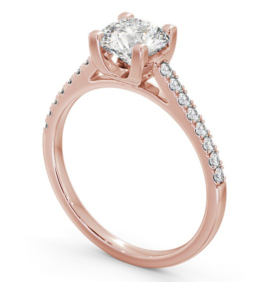 Round Diamond with Squared Prongs Engagement Ring 9K Rose Gold Solitaire with Channel Set Side Stones ENRD110S_RG_THUMB1