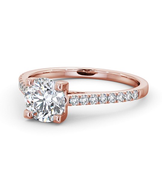  Round Diamond Engagement Ring 9K Rose Gold Solitaire With Side Stones - Darika ENRD110S_RG_THUMB2 