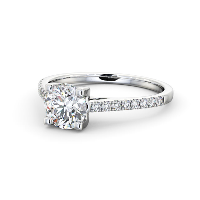 Round Diamond Engagement Ring Platinum Solitaire With Side Stones - Darika ENRD110S_WG_FLAT