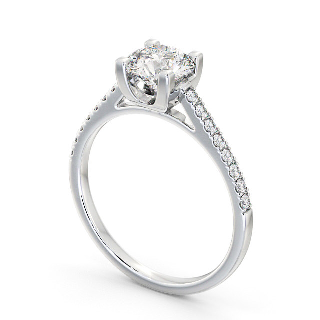 Round Diamond Engagement Ring 18K White Gold Solitaire With Side Stones - Darika ENRD110S_WG_SIDE