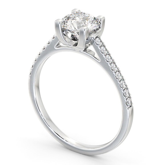 Round Diamond with Squared Prongs Engagement Ring 18K White Gold Solitaire with Channel Set Side Stones ENRD110S_WG_THUMB1