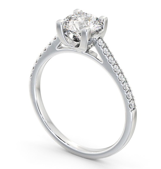 Round Diamond with Squared Prongs Engagement Ring 18K White Gold Solitaire with Channel Set Side Stones ENRD110S_WG_THUMB1 