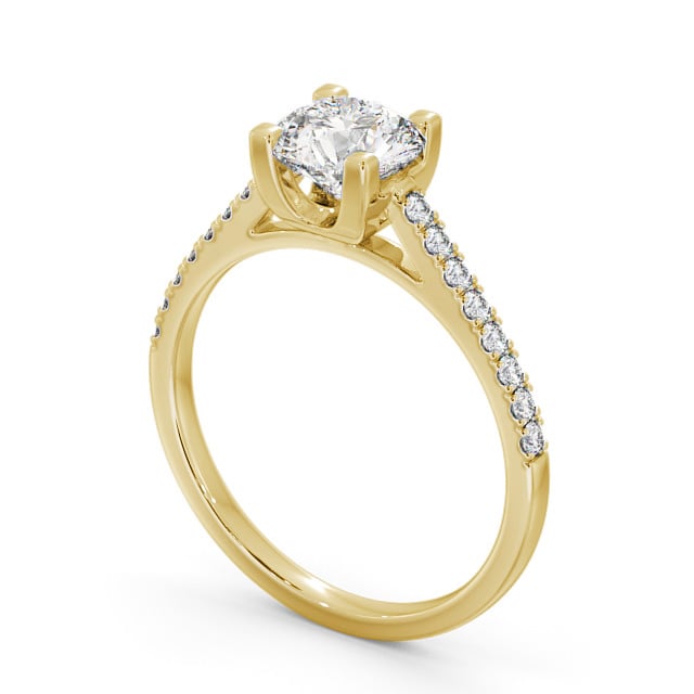 Round Diamond Engagement Ring 18K Yellow Gold Solitaire With Side Stones - Darika ENRD110S_YG_SIDE