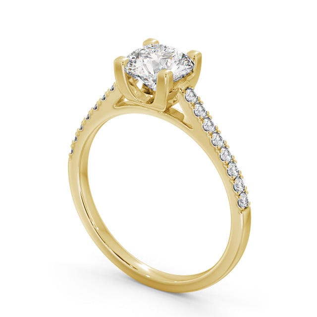 Round Diamond Engagement Ring 9K Yellow Gold Solitaire With Side Stones - Darika ENRD110S_YG_SIDE