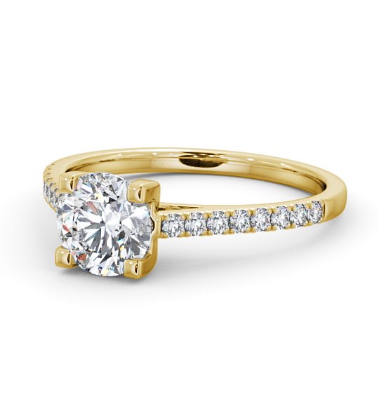 Round Diamond Engagement Ring 18K Yellow Gold Solitaire With Side Stones - Darika ENRD110S_YG_THUMB2 