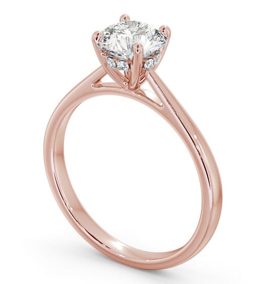 Round Diamond with Diamond Set Rail Engagement Ring 18K Rose Gold Solitaire ENRD111_RG_THUMB1