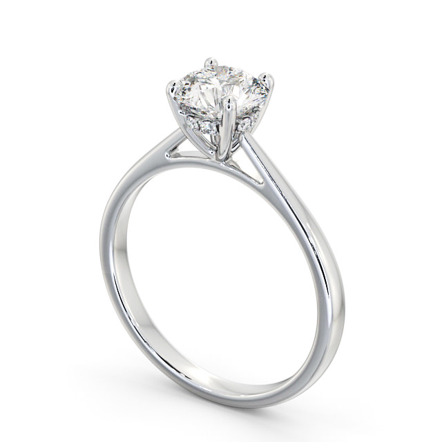 Round Diamond Engagement Ring 18K White Gold Solitaire - Bradbury ENRD111_WG_SIDE