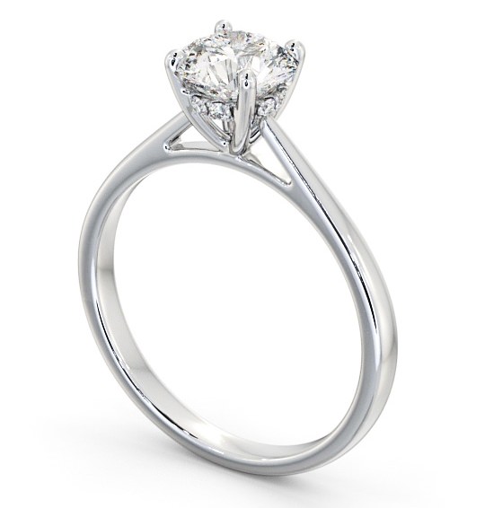 Round Diamond with Diamond Set Rail Engagement Ring Platinum Solitaire ENRD111_WG_THUMB1