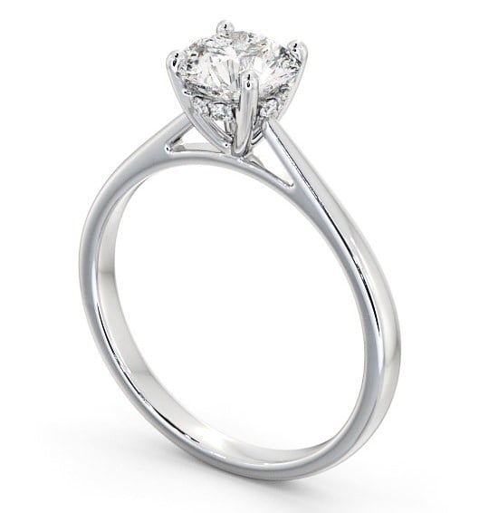 Round Diamond with Diamond Set Rail Engagement Ring 9K White Gold Solitaire ENRD111_WG_THUMB1 