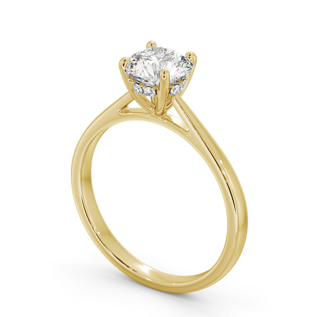 Round Diamond Engagement Ring 18K Yellow Gold Solitaire - Bradbury ENRD111_YG_SIDE