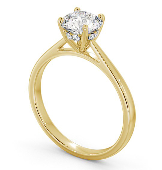 Round Diamond with Diamond Set Rail Engagement Ring 18K Yellow Gold Solitaire ENRD111_YG_THUMB1