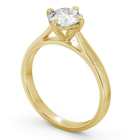 Round Diamond Rotated Head Engagement Ring 18K Yellow Gold Solitaire ENRD112_YG_THUMB1