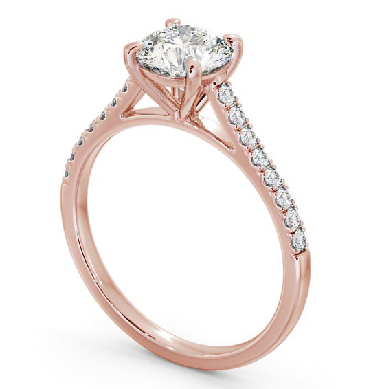 Round Diamond Classic Style Engagement Ring 18K Rose Gold Solitaire with Channel Set Side Stones ENRD113S_RG_THUMB1