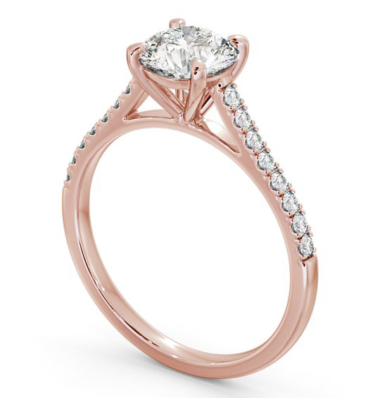 Round Diamond Classic Style Engagement Ring 18K Rose Gold Solitaire with Channel Set Side Stones ENRD113S_RG_THUMB1 