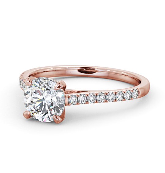  Round Diamond Engagement Ring 18K Rose Gold Solitaire With Side Stones - Athena ENRD113S_RG_THUMB2 