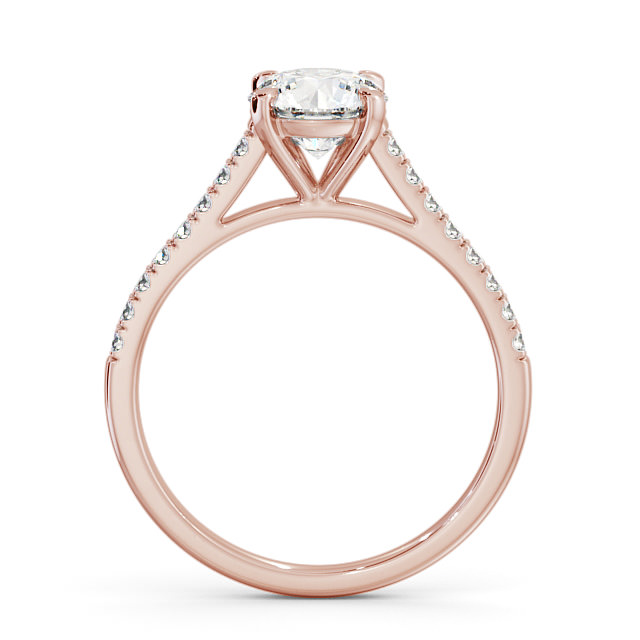 Round Diamond Engagement Ring 9K Rose Gold Solitaire With Side Stones - Athena ENRD113S_RG_UP