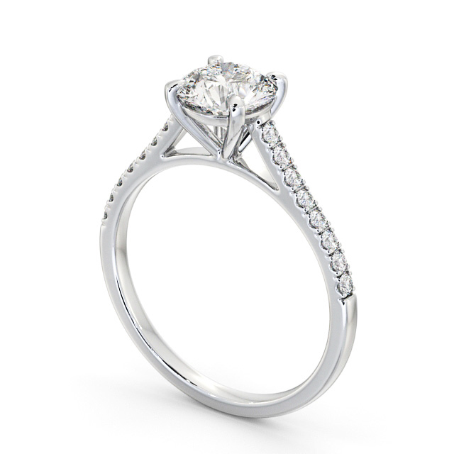 Round Diamond Engagement Ring Palladium Solitaire With Side Stones - Athena ENRD113S_WG_SIDE